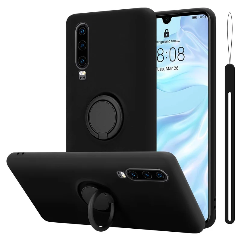 Cadorabo Hülle kompatibel mit Huawei P30 Schutzhülle aus flexiblem TPU Silikon mit Ring