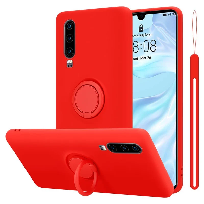 Cadorabo Hülle kompatibel mit Huawei P30 Schutzhülle aus flexiblem TPU Silikon mit Ring