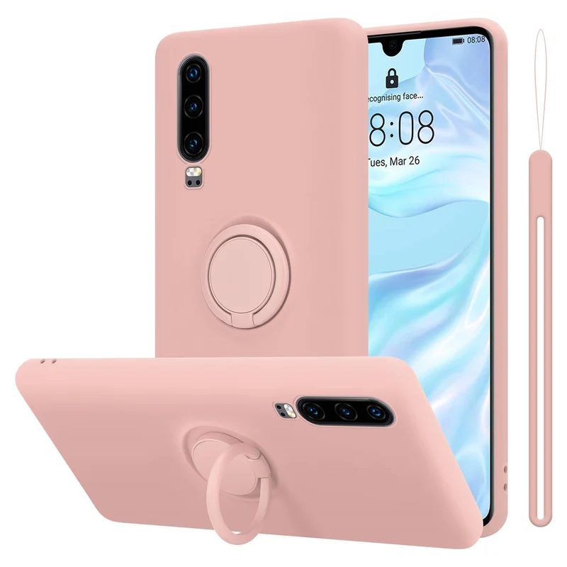 Cadorabo Hülle kompatibel mit Huawei P30 Schutzhülle aus flexiblem TPU Silikon mit Ring