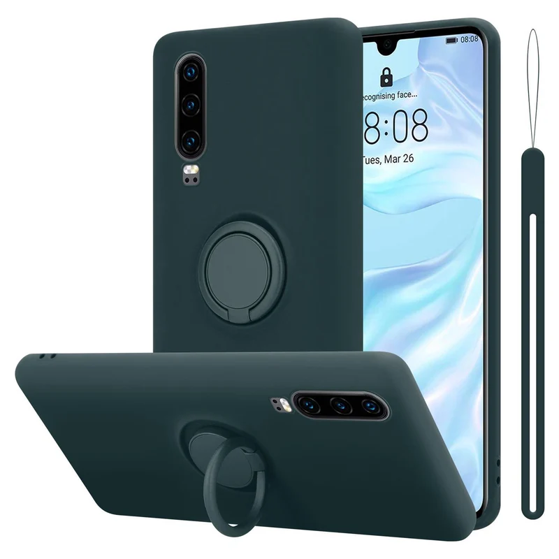 Cadorabo Hülle kompatibel mit Huawei P30 Schutzhülle aus flexiblem TPU Silikon mit Ring