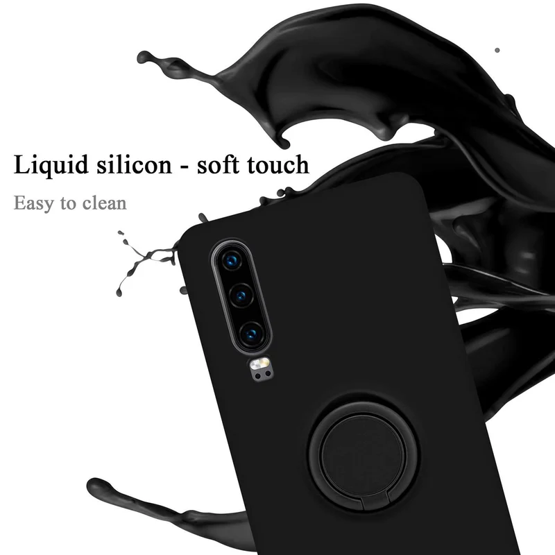 Cadorabo Hülle kompatibel mit Huawei P30 Schutzhülle aus flexiblem TPU Silikon mit Ring