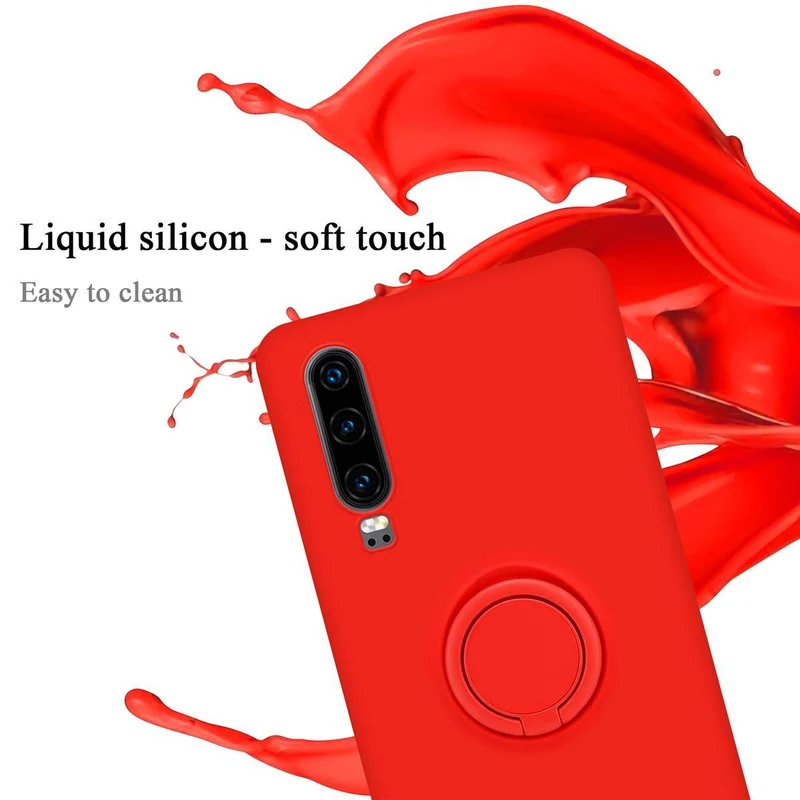 Cadorabo Hülle kompatibel mit Huawei P30 Schutzhülle aus flexiblem TPU Silikon mit Ring