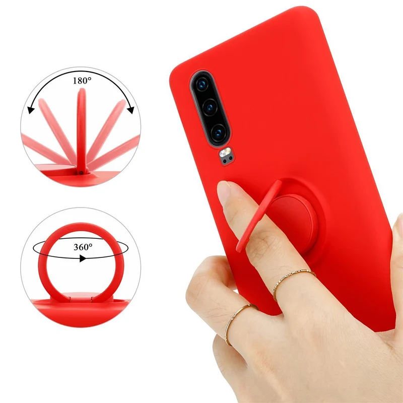 Cadorabo Hülle kompatibel mit Huawei P30 Schutzhülle aus flexiblem TPU Silikon mit Ring