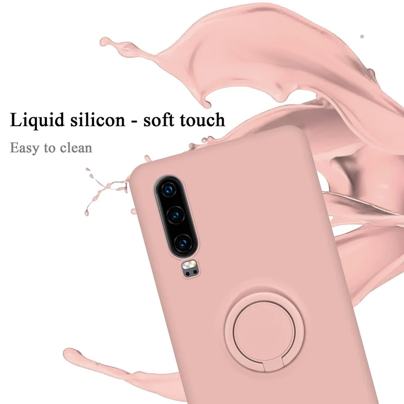 Cadorabo Hülle kompatibel mit Huawei P30 Schutzhülle aus flexiblem TPU Silikon mit Ring