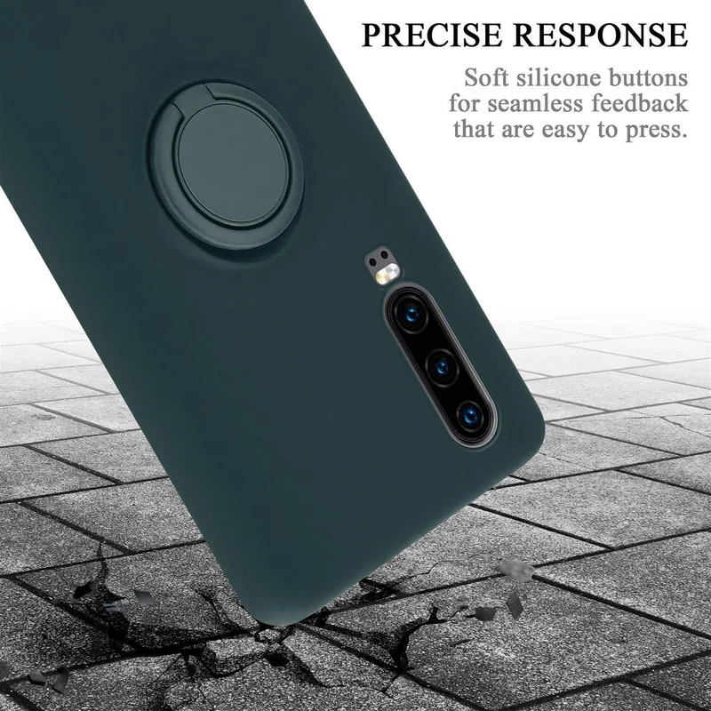 Cadorabo Hülle kompatibel mit Huawei P30 Schutzhülle aus flexiblem TPU Silikon mit Ring