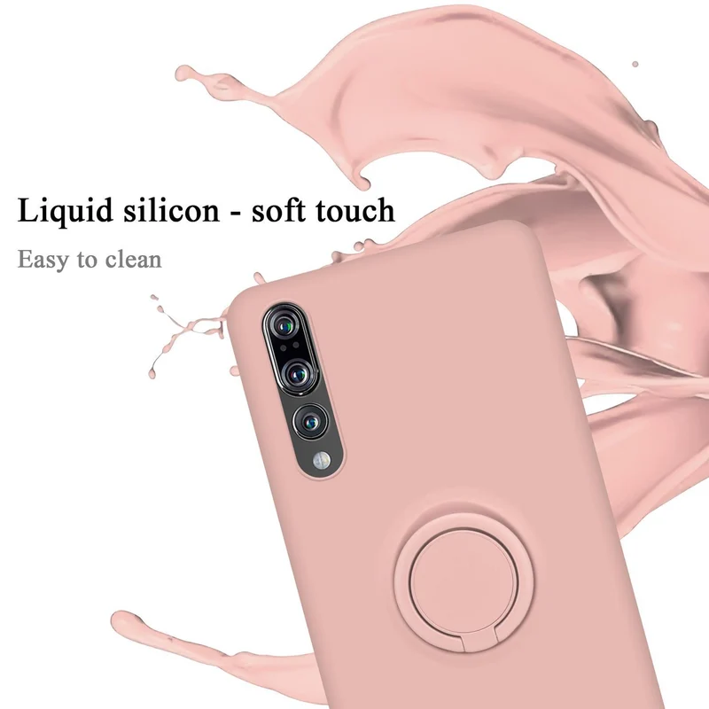 Cadorabo Hülle kompatibel mit Huawei P20 PRO / P20 PLUS Schutzhülle aus flexiblem TPU Silikon mit Ring