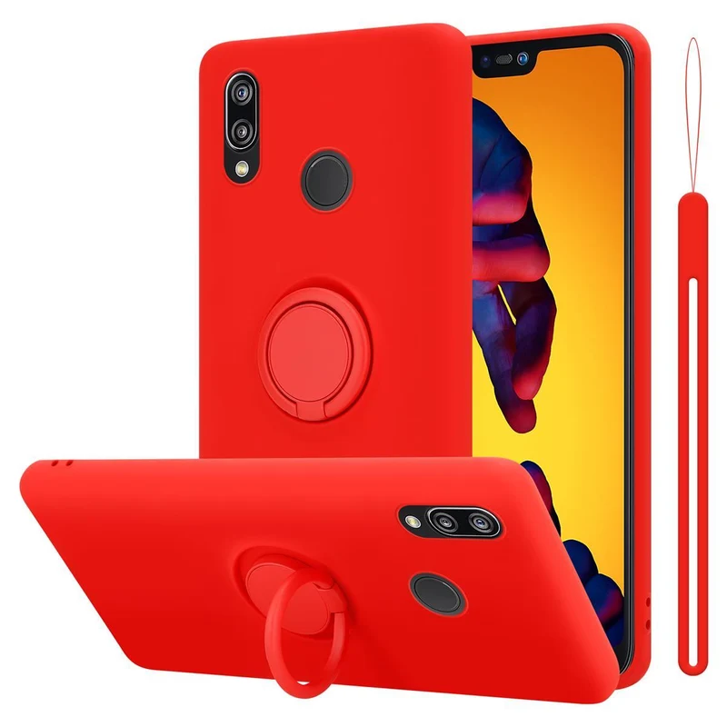 Cadorabo Hülle kompatibel mit Huawei P20 LITE 2018 / NOVA 3E Schutzhülle aus flexiblem TPU Silikon mit Ring