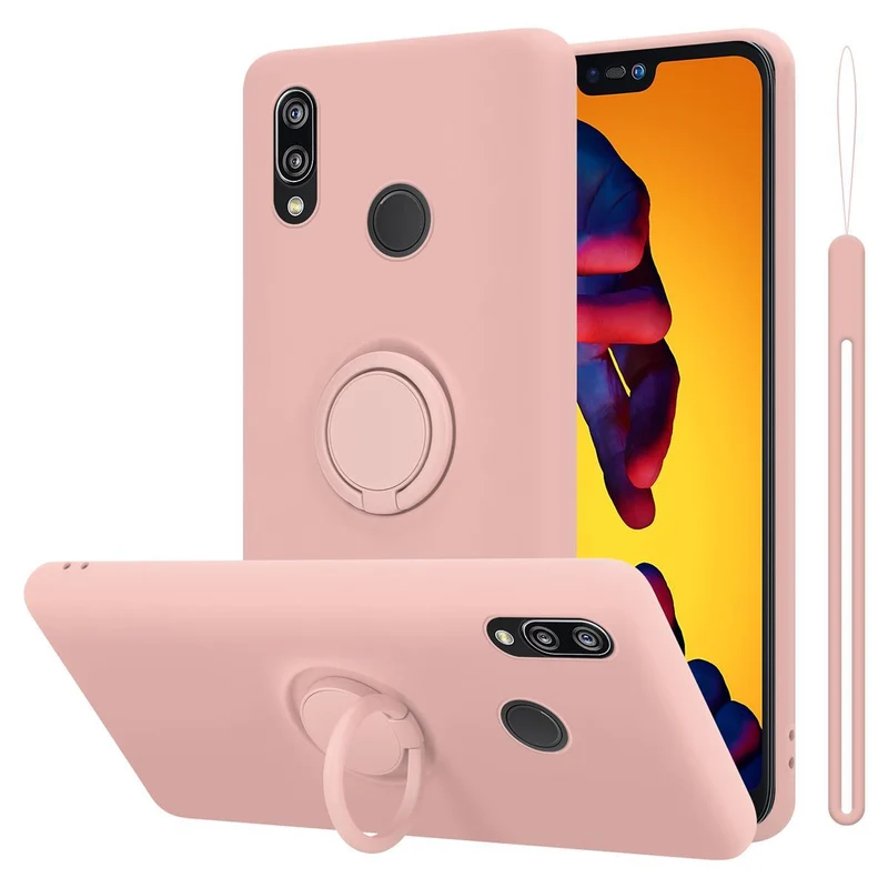 Cadorabo Hülle kompatibel mit Huawei P20 LITE 2018 / NOVA 3E Schutzhülle aus flexiblem TPU Silikon mit Ring