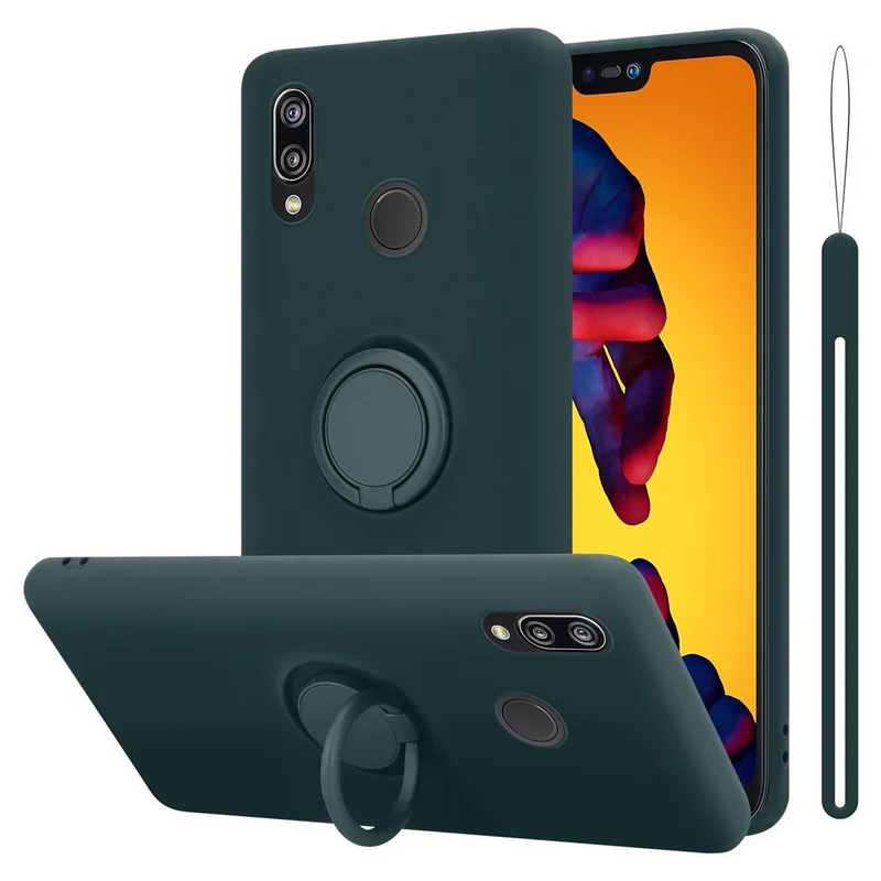 Cadorabo Hülle kompatibel mit Huawei P20 LITE 2018 / NOVA 3E Schutzhülle aus flexiblem TPU Silikon mit Ring