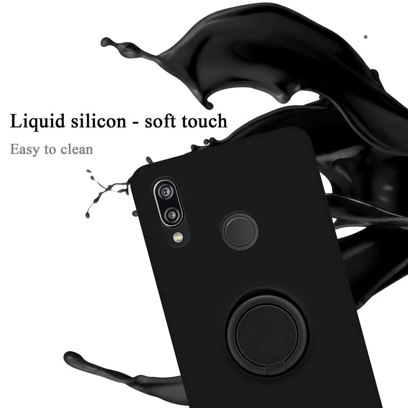 Cadorabo Hülle kompatibel mit Huawei P20 LITE 2018 / NOVA 3E Schutzhülle aus flexiblem TPU Silikon mit Ring