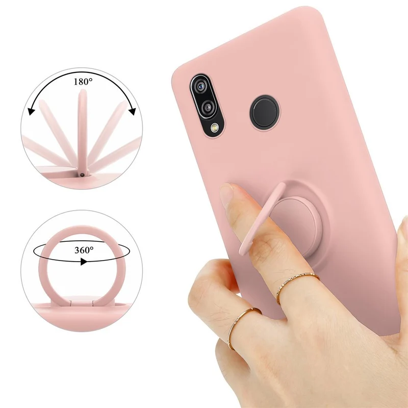 Cadorabo Hülle kompatibel mit Huawei P20 LITE 2018 / NOVA 3E Schutzhülle aus flexiblem TPU Silikon mit Ring