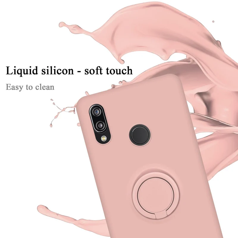 Cadorabo Hülle kompatibel mit Huawei P20 LITE 2018 / NOVA 3E Schutzhülle aus flexiblem TPU Silikon mit Ring