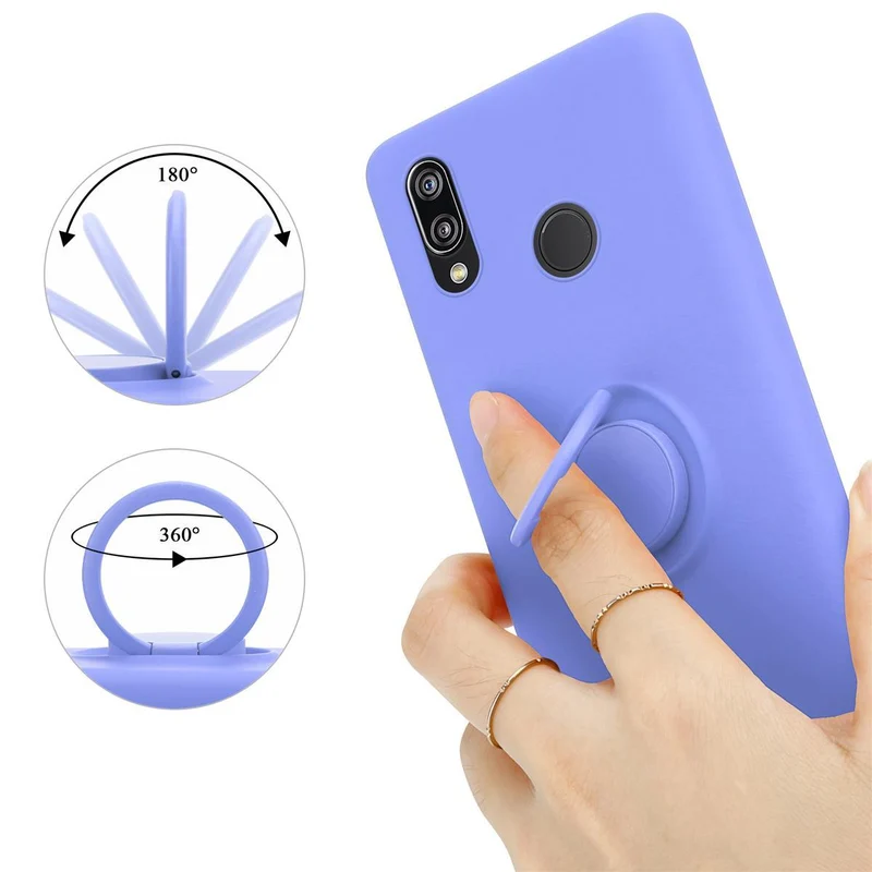 Cadorabo Hülle kompatibel mit Huawei P20 LITE 2018 / NOVA 3E Schutzhülle aus flexiblem TPU Silikon mit Ring