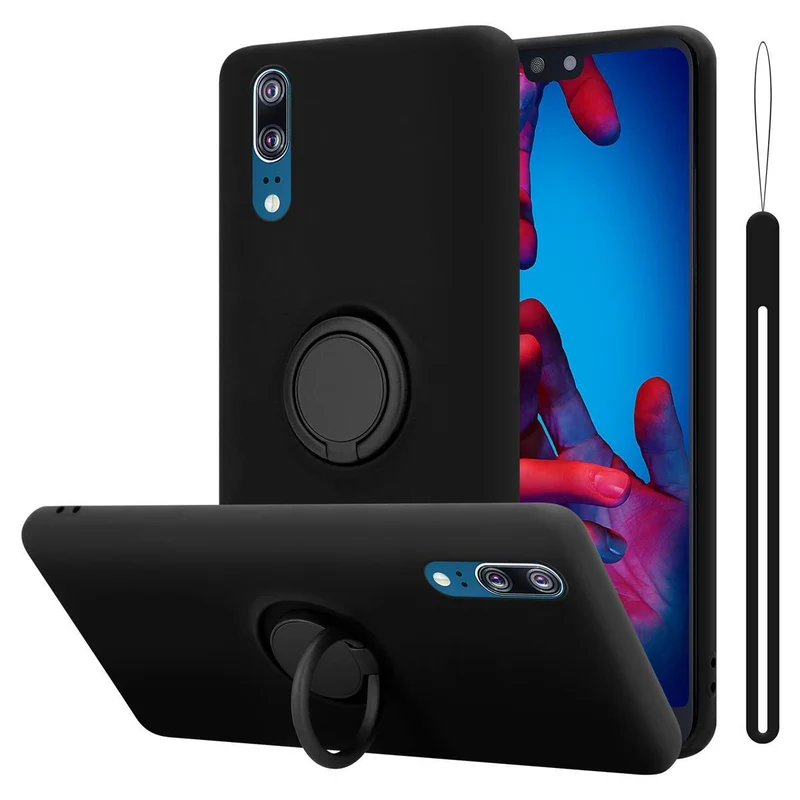 Cadorabo Hülle kompatibel mit Huawei P20 Schutzhülle aus flexiblem TPU Silikon mit Ring