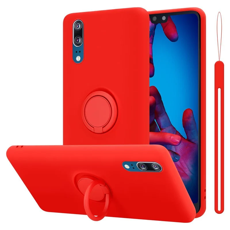 Cadorabo Hülle kompatibel mit Huawei P20 Schutzhülle aus flexiblem TPU Silikon mit Ring