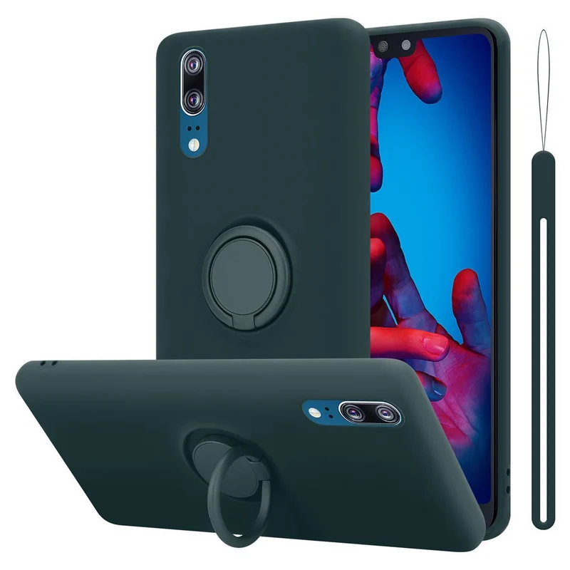 Cadorabo Hülle kompatibel mit Huawei P20 Schutzhülle aus flexiblem TPU Silikon mit Ring