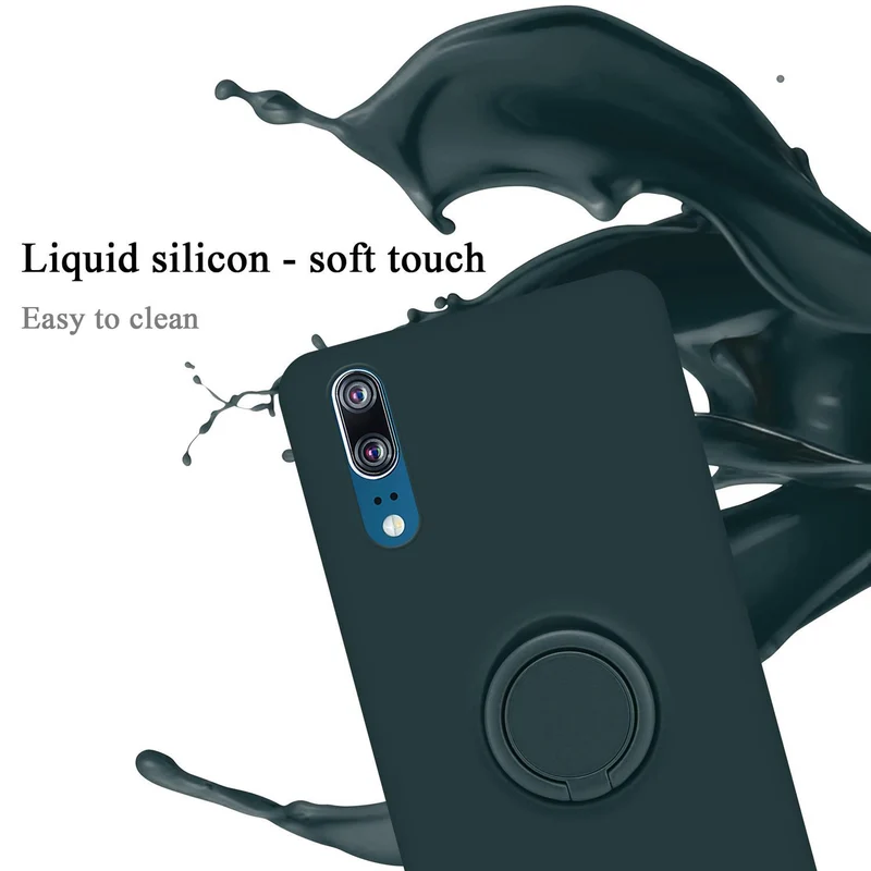 Cadorabo Hülle kompatibel mit Huawei P20 Schutzhülle aus flexiblem TPU Silikon mit Ring