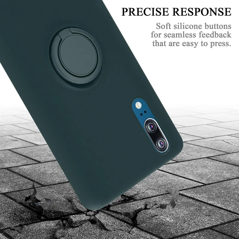 Cadorabo Hülle kompatibel mit Huawei P20 Schutzhülle aus flexiblem TPU Silikon mit Ring