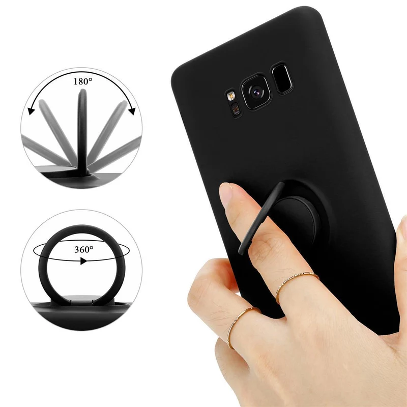Cadorabo Hülle kompatibel mit Samsung Galaxy S8 PLUS Schutzhülle aus flexiblem TPU Silikon mit Ring