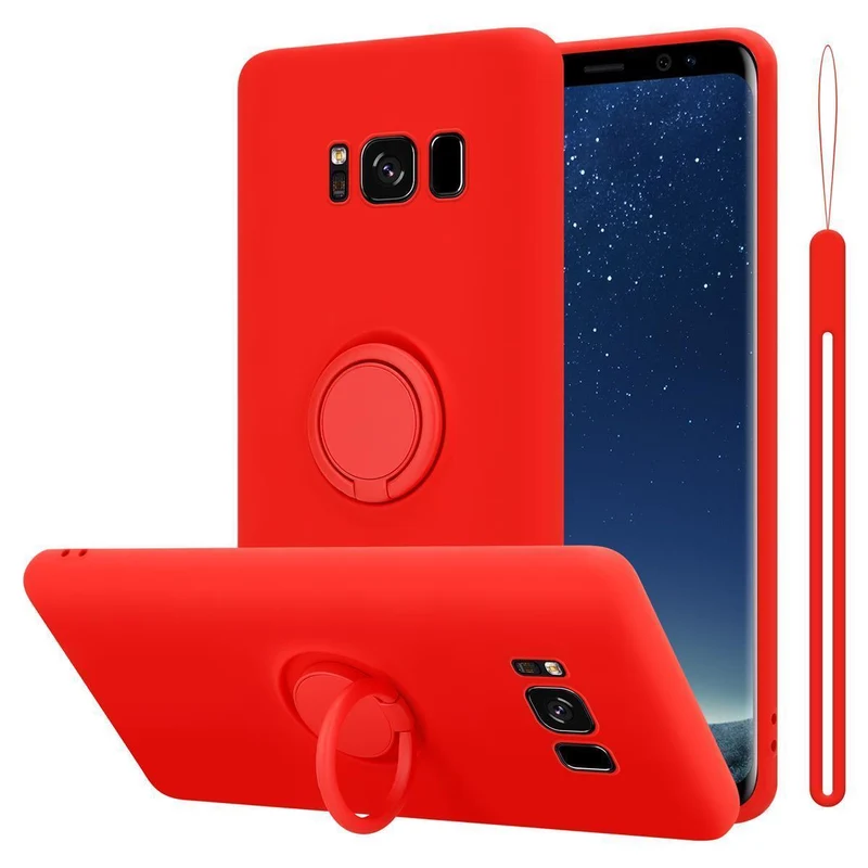Cadorabo Hülle kompatibel mit Samsung Galaxy S8 Schutzhülle aus flexiblem TPU Silikon mit Ring
