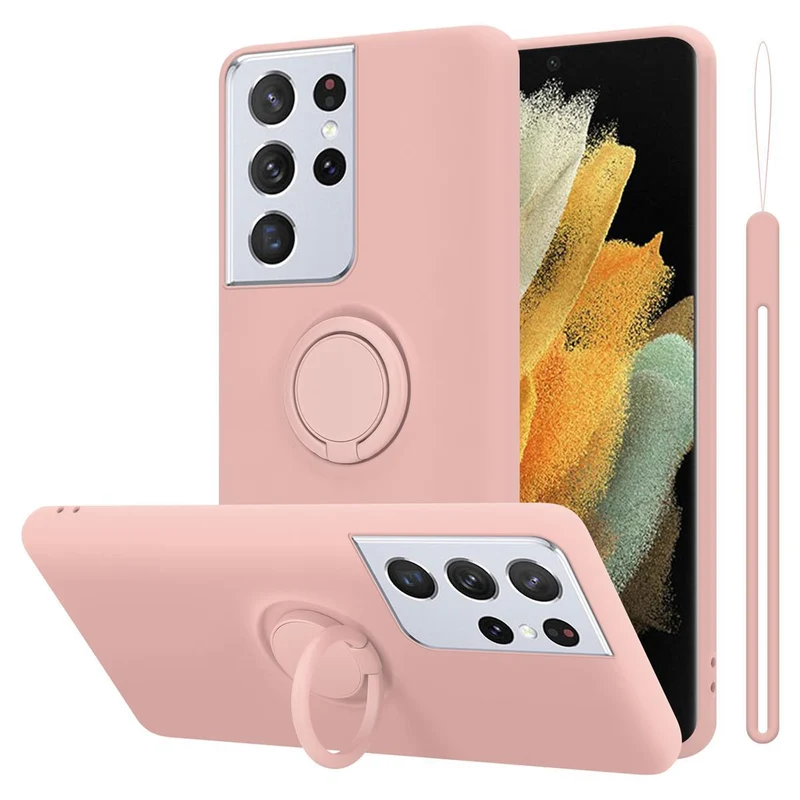 Cadorabo Hülle kompatibel mit Samsung Galaxy S21 ULTRA Schutzhülle aus flexiblem TPU Silikon mit Ring