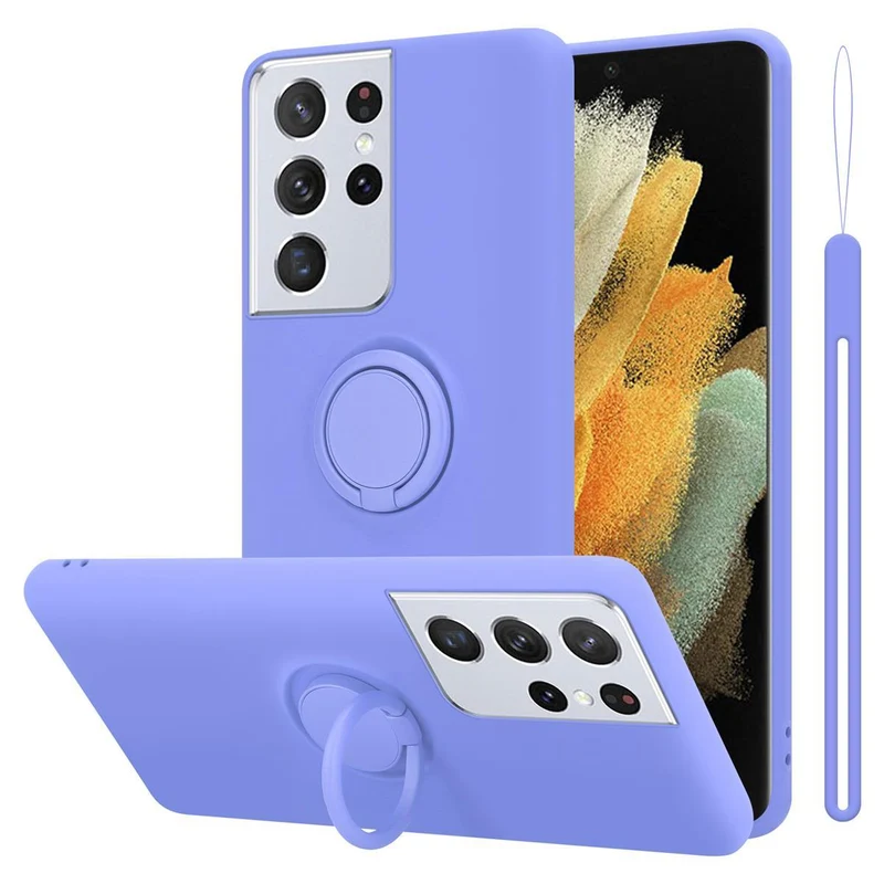 Cadorabo Hülle kompatibel mit Samsung Galaxy S21 ULTRA Schutzhülle aus flexiblem TPU Silikon mit Ring