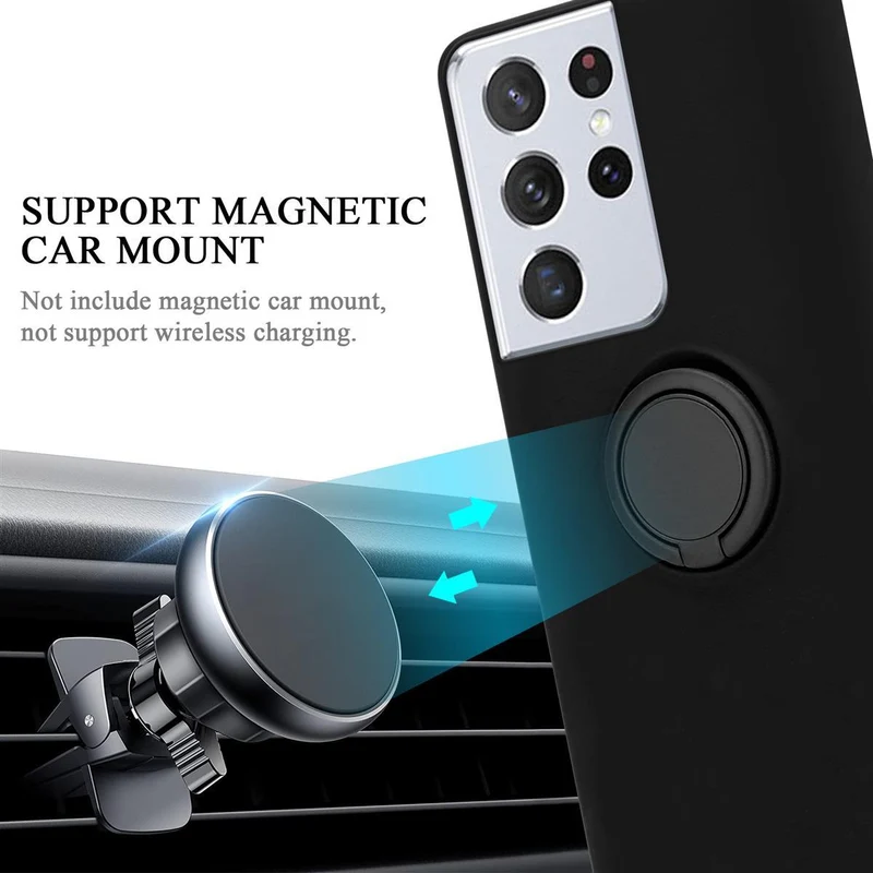 Cadorabo Hülle kompatibel mit Samsung Galaxy S21 ULTRA Schutzhülle aus flexiblem TPU Silikon mit Ring