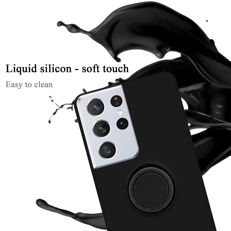 Cadorabo Hülle kompatibel mit Samsung Galaxy S21 ULTRA Schutzhülle aus flexiblem TPU Silikon mit Ring