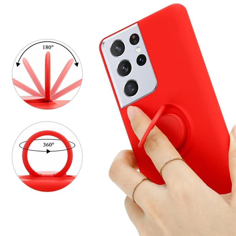 Cadorabo Hülle kompatibel mit Samsung Galaxy S21 ULTRA Schutzhülle aus flexiblem TPU Silikon mit Ring