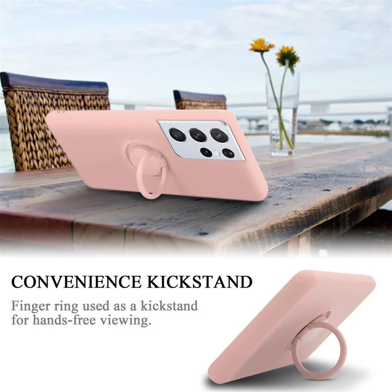 Cadorabo Hülle kompatibel mit Samsung Galaxy S21 ULTRA Schutzhülle aus flexiblem TPU Silikon mit Ring