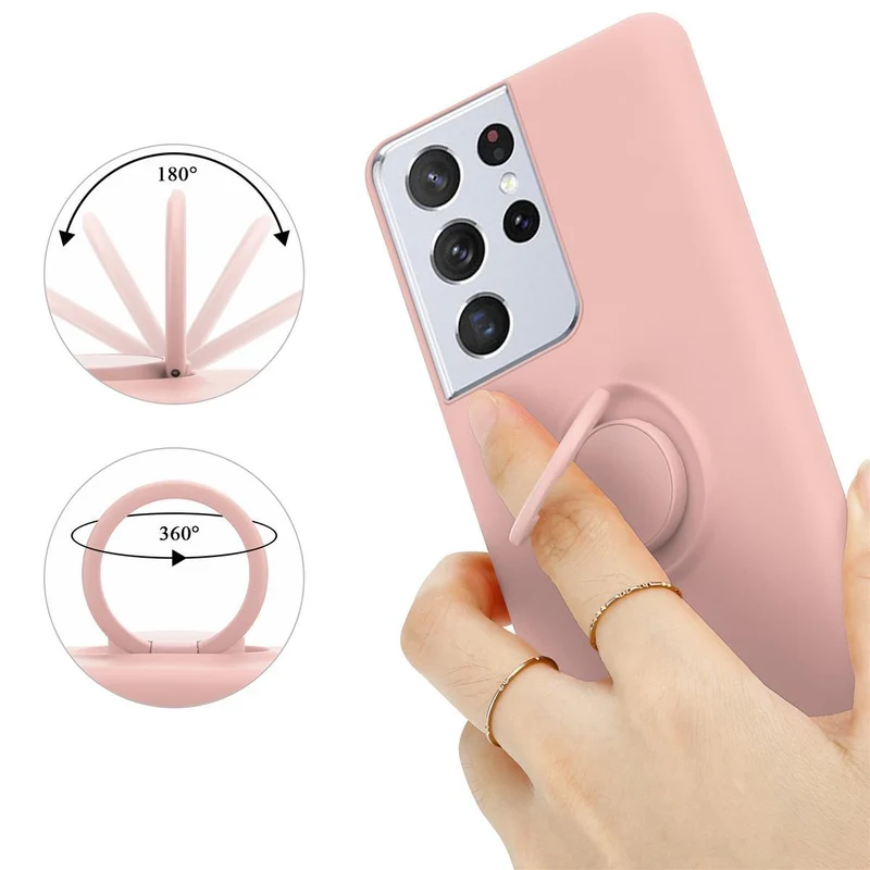 Cadorabo Hülle kompatibel mit Samsung Galaxy S21 ULTRA Schutzhülle aus flexiblem TPU Silikon mit Ring