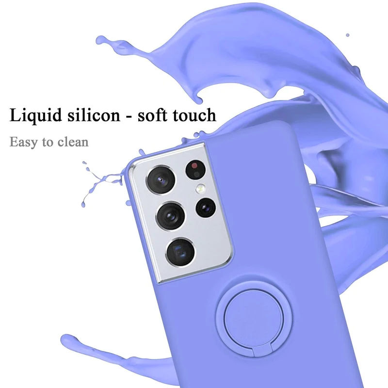 Cadorabo Hülle kompatibel mit Samsung Galaxy S21 ULTRA Schutzhülle aus flexiblem TPU Silikon mit Ring