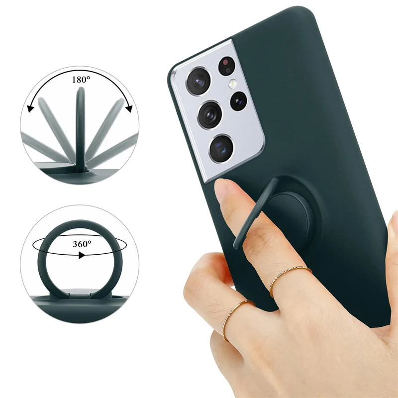Cadorabo Hülle kompatibel mit Samsung Galaxy S21 ULTRA Schutzhülle aus flexiblem TPU Silikon mit Ring