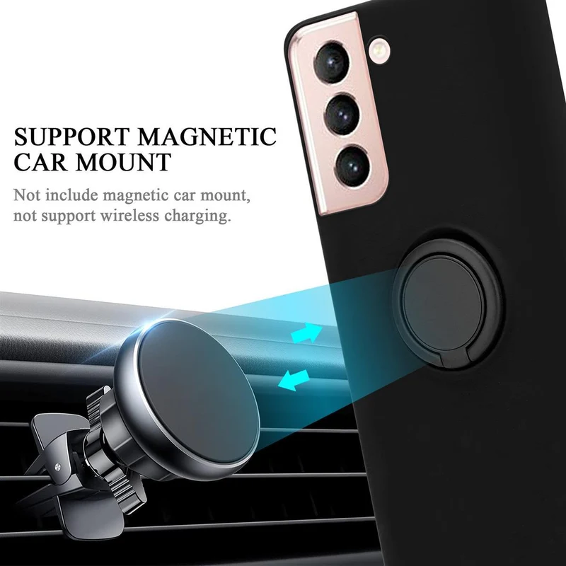 Cadorabo Hülle kompatibel mit Samsung Galaxy S21 5G Schutzhülle aus flexiblem TPU Silikon mit Ring