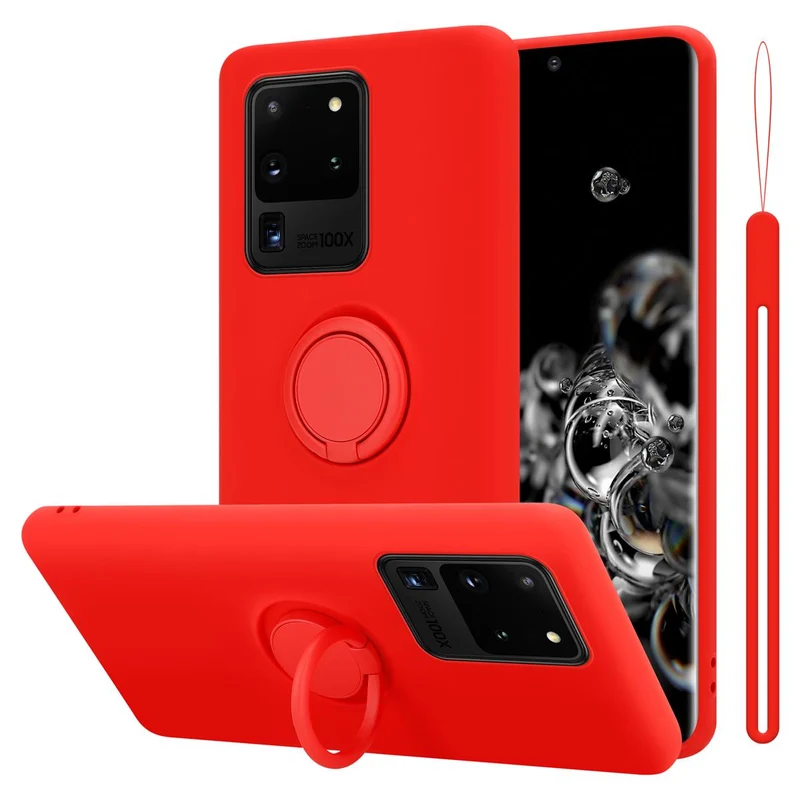 Cadorabo Hülle kompatibel mit Samsung Galaxy S20 ULTRA Schutzhülle aus flexiblem TPU Silikon mit Ring
