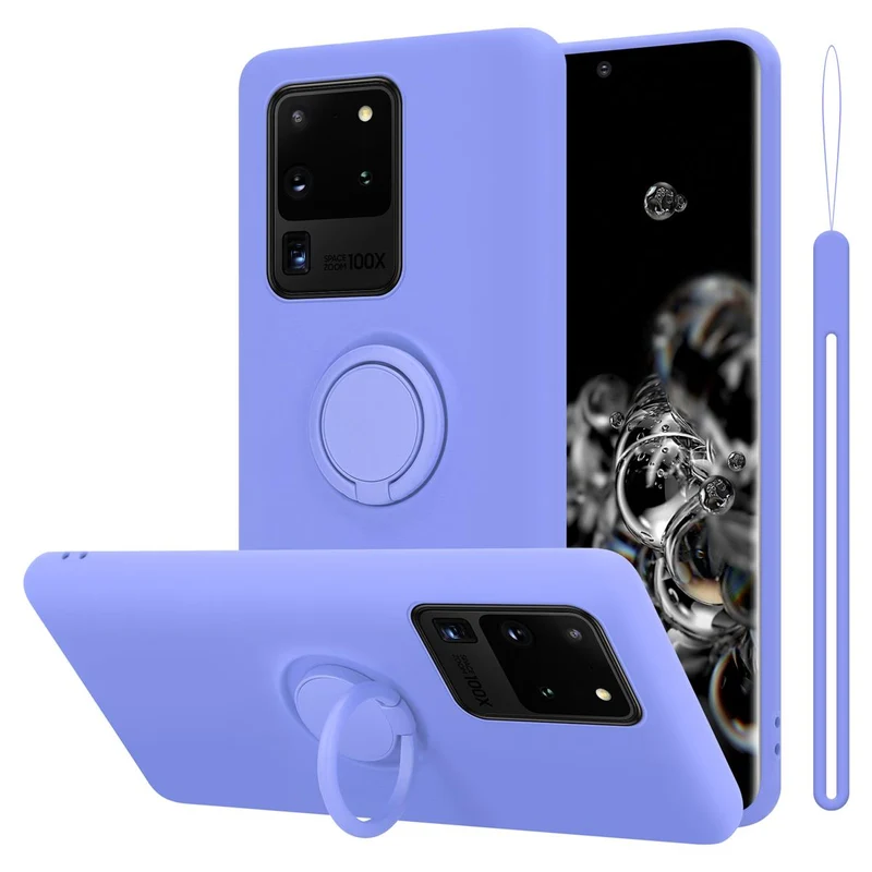 Cadorabo Hülle kompatibel mit Samsung Galaxy S20 ULTRA Schutzhülle aus flexiblem TPU Silikon mit Ring