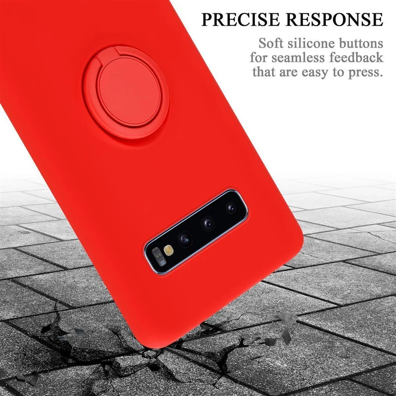 Cadorabo Hülle kompatibel mit Samsung Galaxy S10 PLUS Schutzhülle aus flexiblem TPU Silikon mit Ring