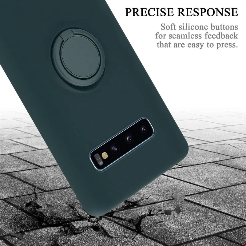 Cadorabo Hülle kompatibel mit Samsung Galaxy S10 PLUS Schutzhülle aus flexiblem TPU Silikon mit Ring