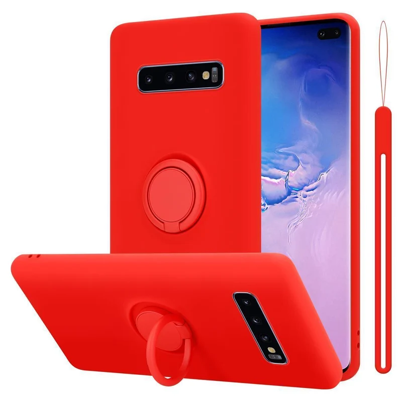 Cadorabo Hülle kompatibel mit Samsung Galaxy S10 4G Schutzhülle aus flexiblem TPU Silikon mit Ring