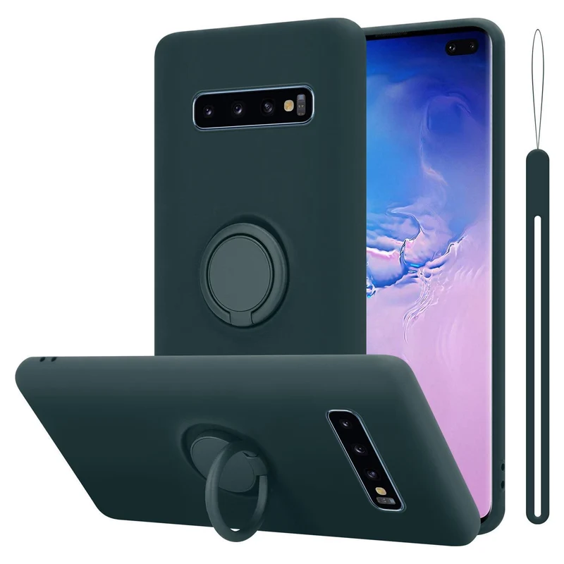Cadorabo Hülle kompatibel mit Samsung Galaxy S10 4G Schutzhülle aus flexiblem TPU Silikon mit Ring