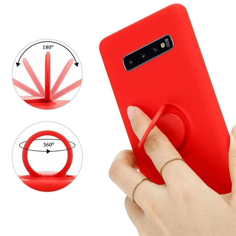 Cadorabo Hülle kompatibel mit Samsung Galaxy S10 4G Schutzhülle aus flexiblem TPU Silikon mit Ring