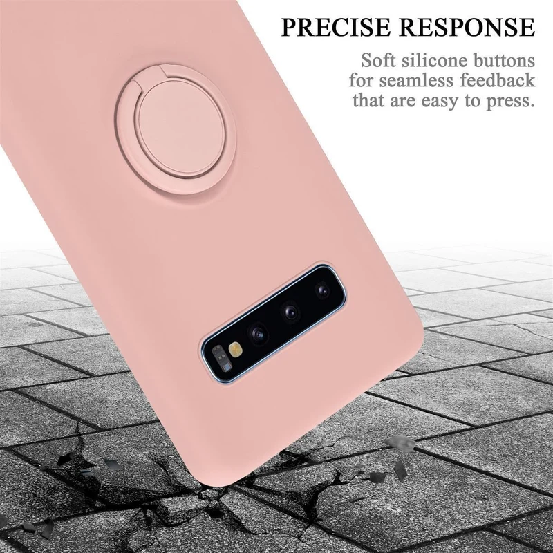 Cadorabo Hülle kompatibel mit Samsung Galaxy S10 4G Schutzhülle aus flexiblem TPU Silikon mit Ring