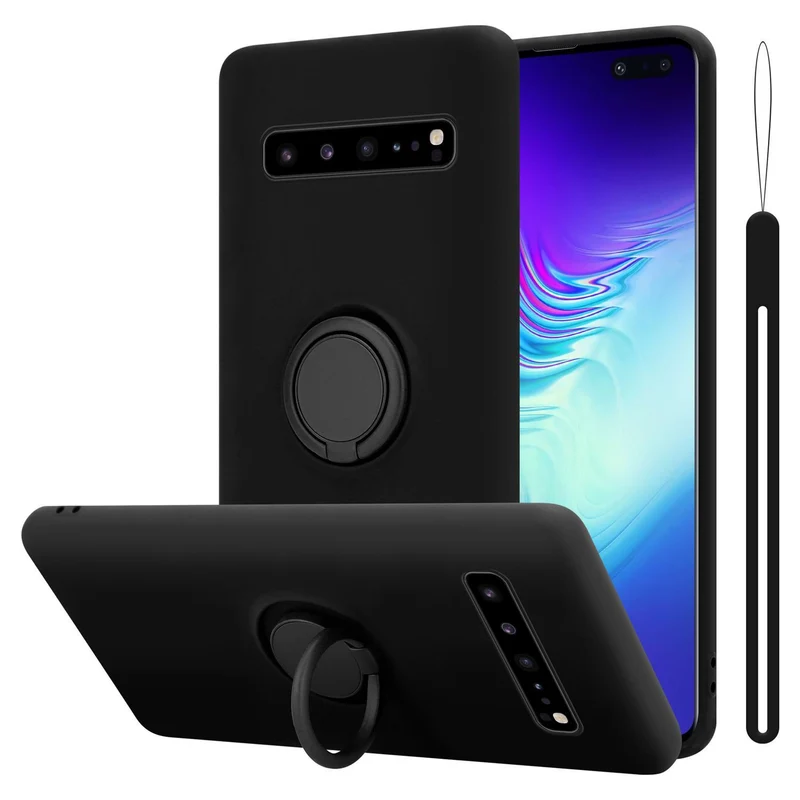 Cadorabo Hülle kompatibel mit Samsung Galaxy S10 5G Schutzhülle aus flexiblem TPU Silikon mit Ring