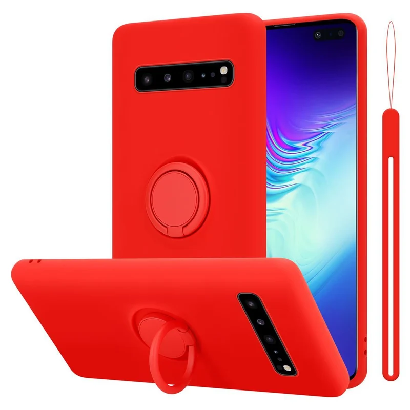 Cadorabo Hülle kompatibel mit Samsung Galaxy S10 5G Schutzhülle aus flexiblem TPU Silikon mit Ring