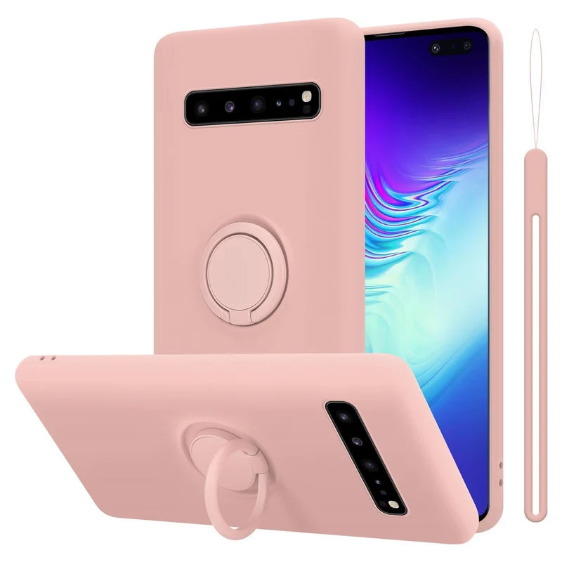 Cadorabo Hülle kompatibel mit Samsung Galaxy S10 5G Schutzhülle aus flexiblem TPU Silikon mit Ring