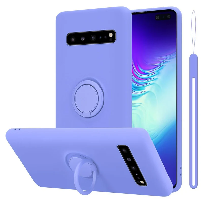 Cadorabo Hülle kompatibel mit Samsung Galaxy S10 5G Schutzhülle aus flexiblem TPU Silikon mit Ring