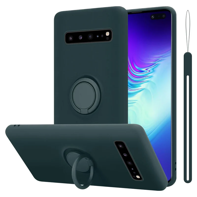 Cadorabo Hülle kompatibel mit Samsung Galaxy S10 5G Schutzhülle aus flexiblem TPU Silikon mit Ring