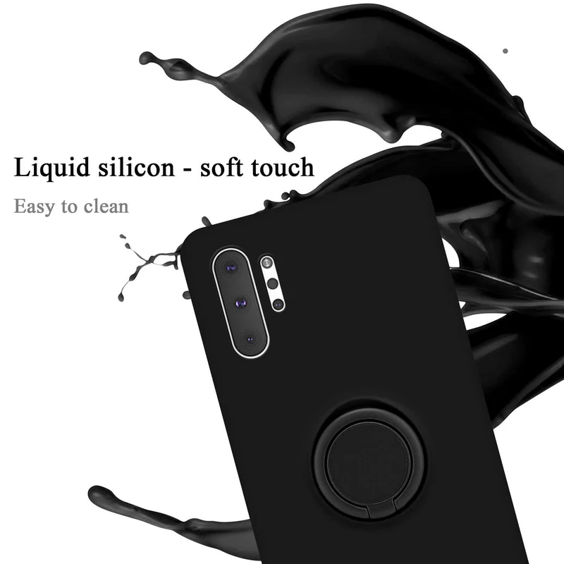 Cadorabo Hülle kompatibel mit Samsung Galaxy NOTE 10 PLUS Schutzhülle aus flexiblem TPU Silikon mit Ring