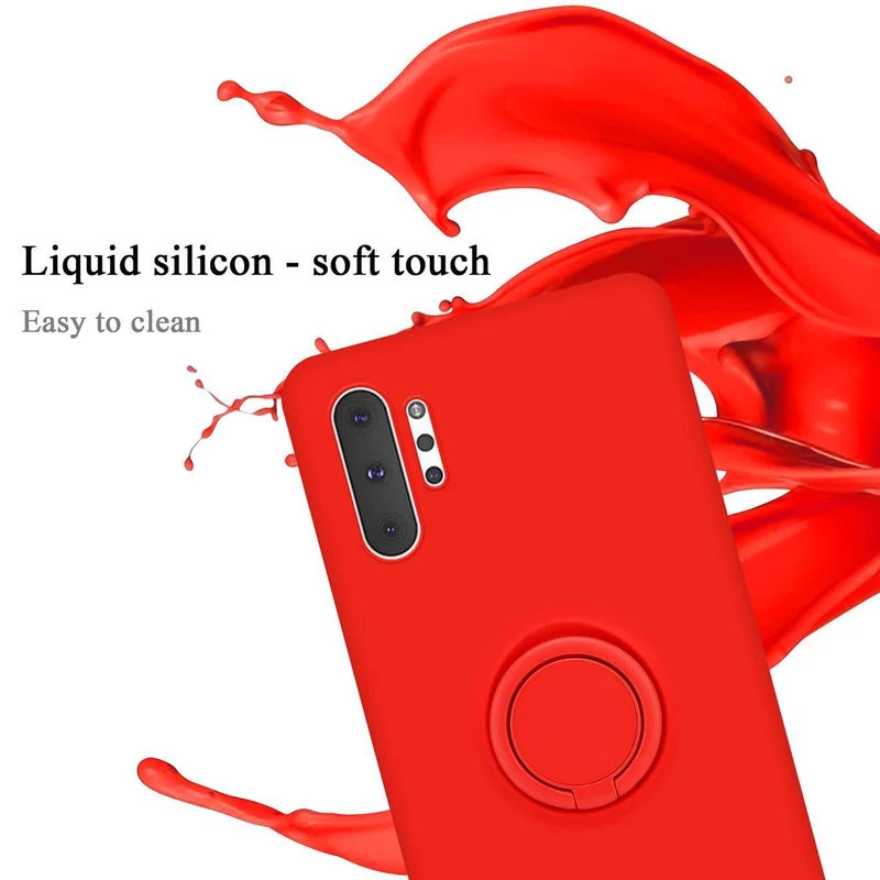 Cadorabo Hülle kompatibel mit Samsung Galaxy NOTE 10 PLUS Schutzhülle aus flexiblem TPU Silikon mit Ring