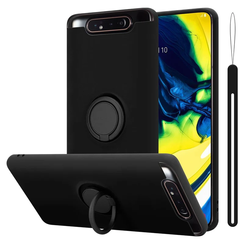 Cadorabo Hülle kompatibel mit Samsung Galaxy A80 / A90 4G Schutzhülle aus flexiblem TPU Silikon mit Ring